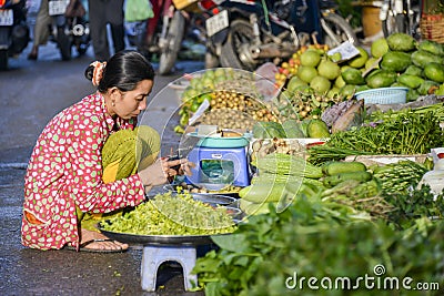 Asian fresh fruit and vegetable market Editorial Stock Photo