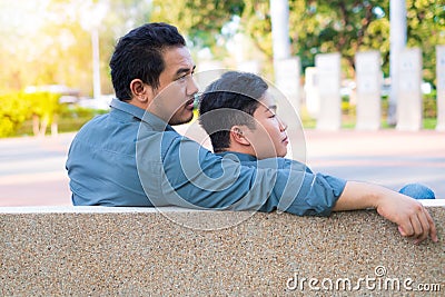 Asian gay couples Romantic Take a hug and make love happily Stock Photo