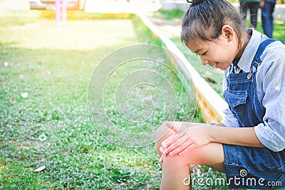 Asian girl accident Stock Photo