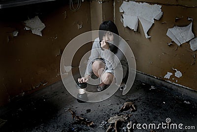 Asian girl alone Stock Photo