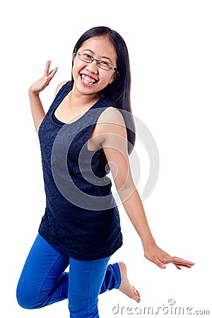 Asian Girl in Braces Striking a Pose Stock Photo