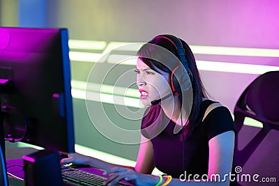 Asian girl cyber sport gamer Stock Photo