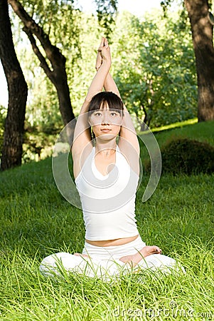 A asian girl doing yoga Stock Photo