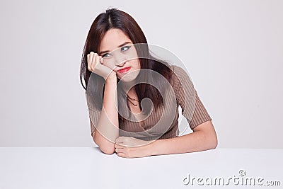 Asian girl is getting bore. Stock Photo