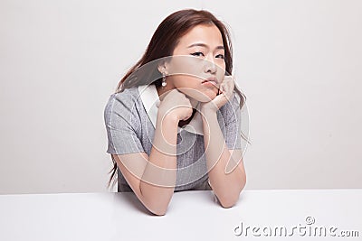 Asian girl is getting bore. Stock Photo