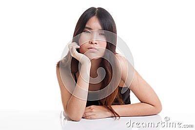 Asian girl is getting bore.. Stock Photo