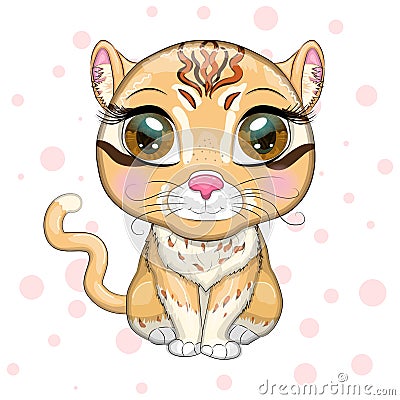 Asian golden cat with characteristic spots and colors Vector Illustration