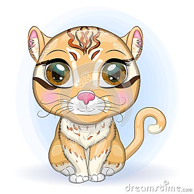 Asian golden cat with characteristic spots and colors Vector Illustration
