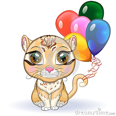 Asian golden cat with characteristic spots and colors Vector Illustration