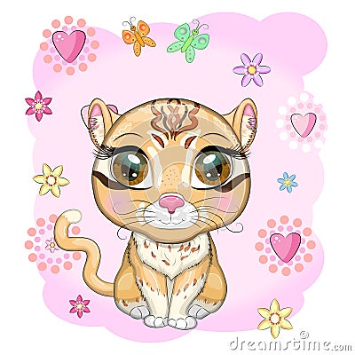 Asian golden cat with characteristic spots and colors Vector Illustration