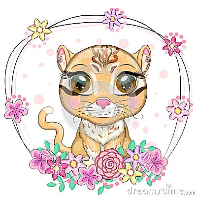 Asian golden cat with characteristic spots and colors Vector Illustration