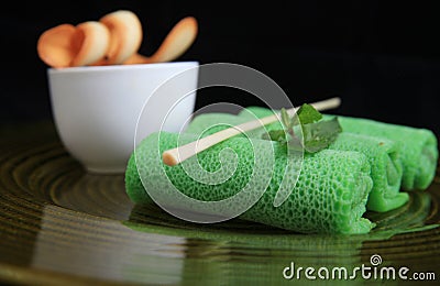 Asian green spring roll Stock Photo