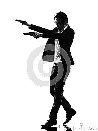 Asian gunman killer silhouette Stock Photo