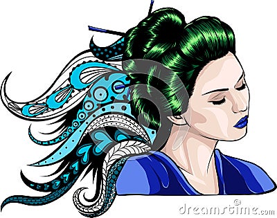 asian head woman Geisha vector illustration design Vector Illustration