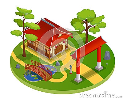 Asian House Concept Vector Illustration