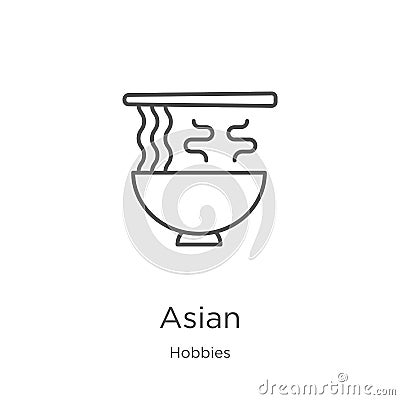 asian icon vector from hobbies collection. Thin line asian outline icon vector illustration. Outline, thin line asian icon for Vector Illustration