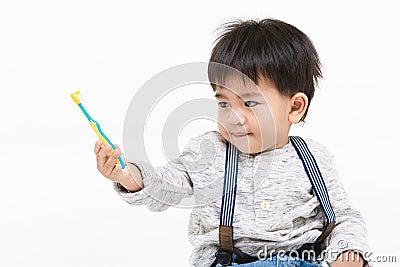 Asian kid on isolated background Stock Photo