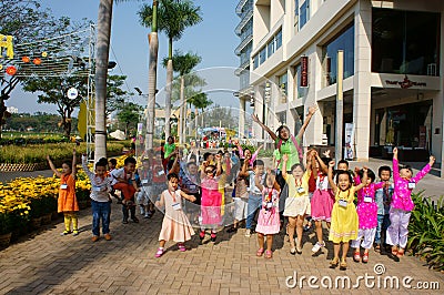 Asian kid, outdoor activity, Vietnamese preschool children Editorial Stock Photo