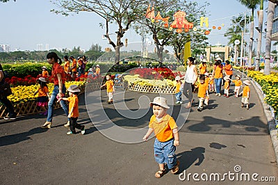 Asian kid, outdoor activity, Vietnamese preschool children Editorial Stock Photo