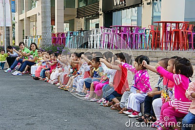 Asian kid, outdoor activity, Vietnamese preschool children Editorial Stock Photo