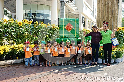 Asian kid, outdoor activity, Vietnamese preschool children Editorial Stock Photo