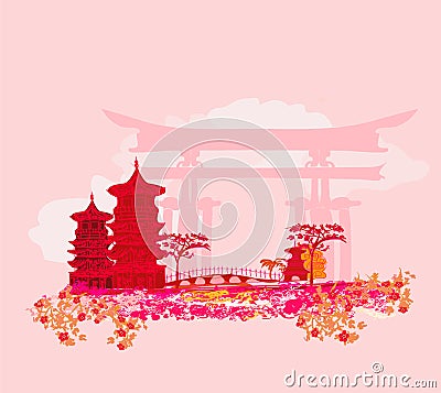 Asian Landscape Vector Illustration