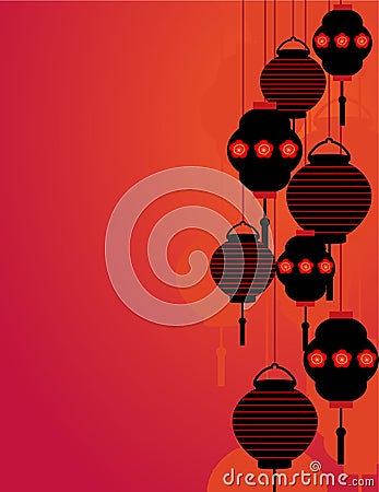Asian lanterns background Vector Illustration