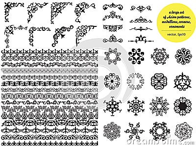 Asian large set of patterns and ornaments. Set of seamless Vector Illustration