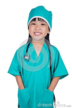 Asian Little Chinese Girl dressed as a doctor Stock Photo