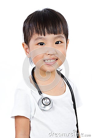 Asian Little Chinese Girl With a Stethoscope Stock Photo