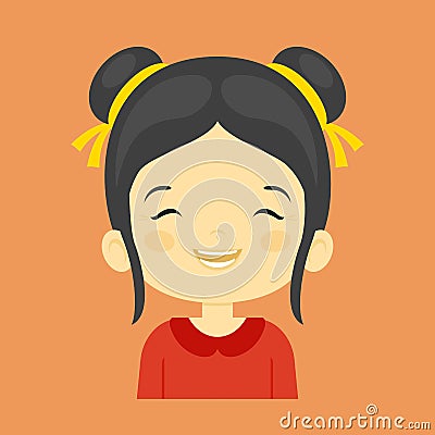 Asian little girl laughing facial expression, Vector Illustration