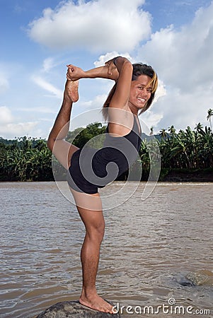 Asian longhaired dancer pose Stock Photo