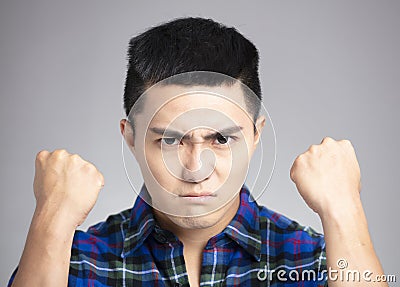 man with angry and mad face Stock Photo