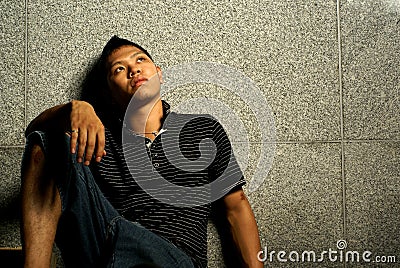 Asian man contemplation Stock Photo