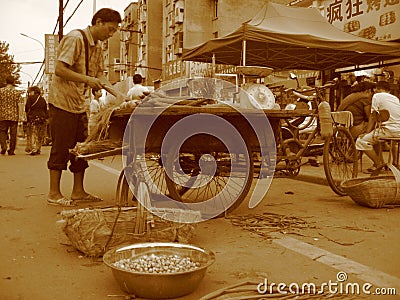 Asian market, Chinese cafe on the street Editorial Stock Photo