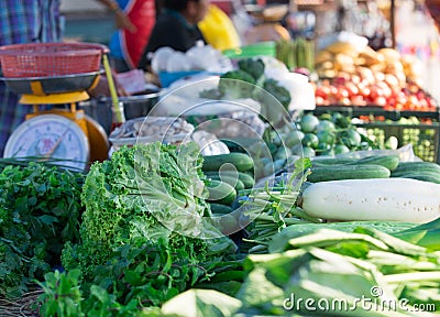 Asian markets vegetables, fruits, herbs Stock Photo