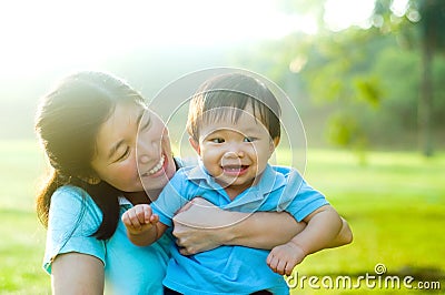 Asian mother and baby Stock Photo