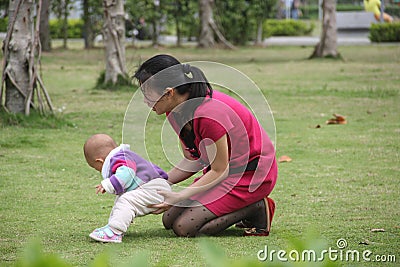 Asian mother and daughter Editorial Stock Photo