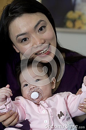 Asian Mother and Daughter play Stock Photo