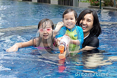 Happy In The Swimming Pool Stock Photo