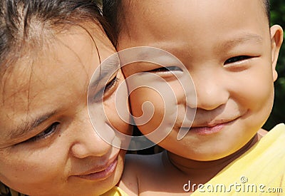 The asian mother and son Stock Photo