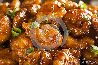 Asian Oranage Chicken with Green Onions Stock Photo