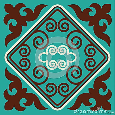 Asian ornaments collection. Historically ornamental of nomadic people. It based on real-Kazakh carpets of felt and wool. Vector Illustration
