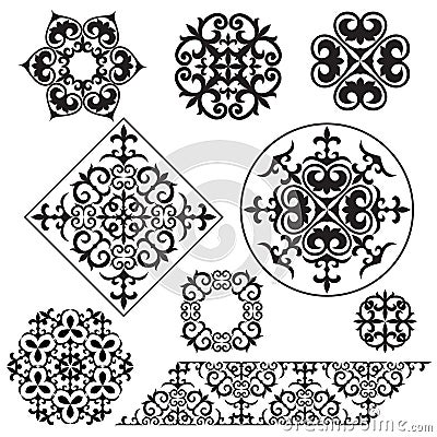 Asian ornaments and patterns Vector Illustration