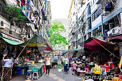 Asian outdoor traditional market Editorial Stock Photo