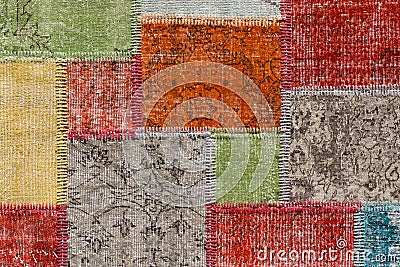 Asian patchwork carpet in Istanbul, Turkey Stock Photo