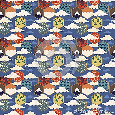 Asian pattern decorative japanese fabric texture background Stock Photo