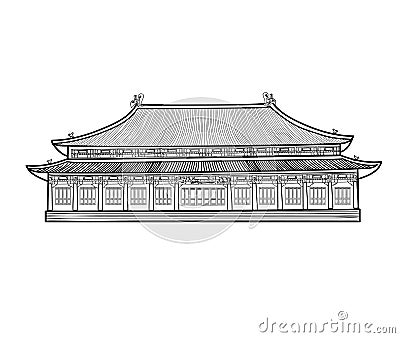 Asian pavilion buidling. House in asian China style. Chinese arc Stock Photo
