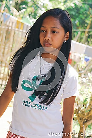 Asian portrait, student girl in school uniform Editorial Stock Photo