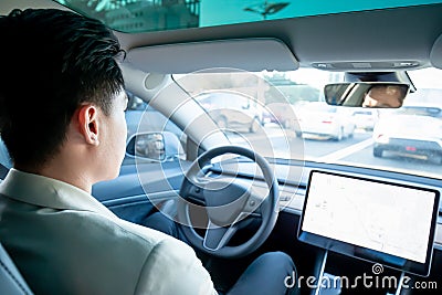 Smart Self Driving Car Concept Stock Photo